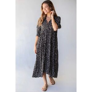 black and red jersey dress Mivilud embroidered dress Black